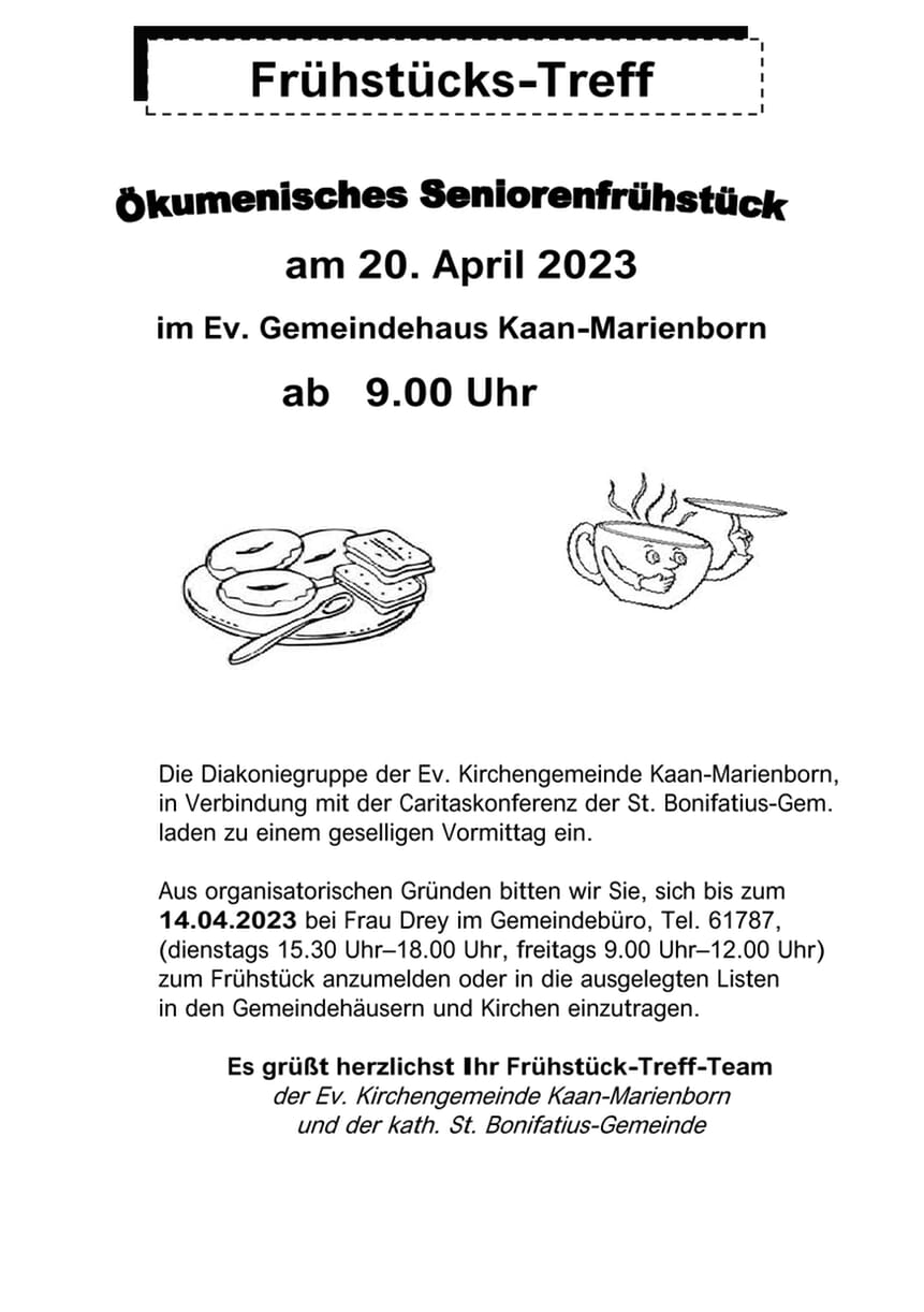Einladung ökumenisches Seniorenfrüstück