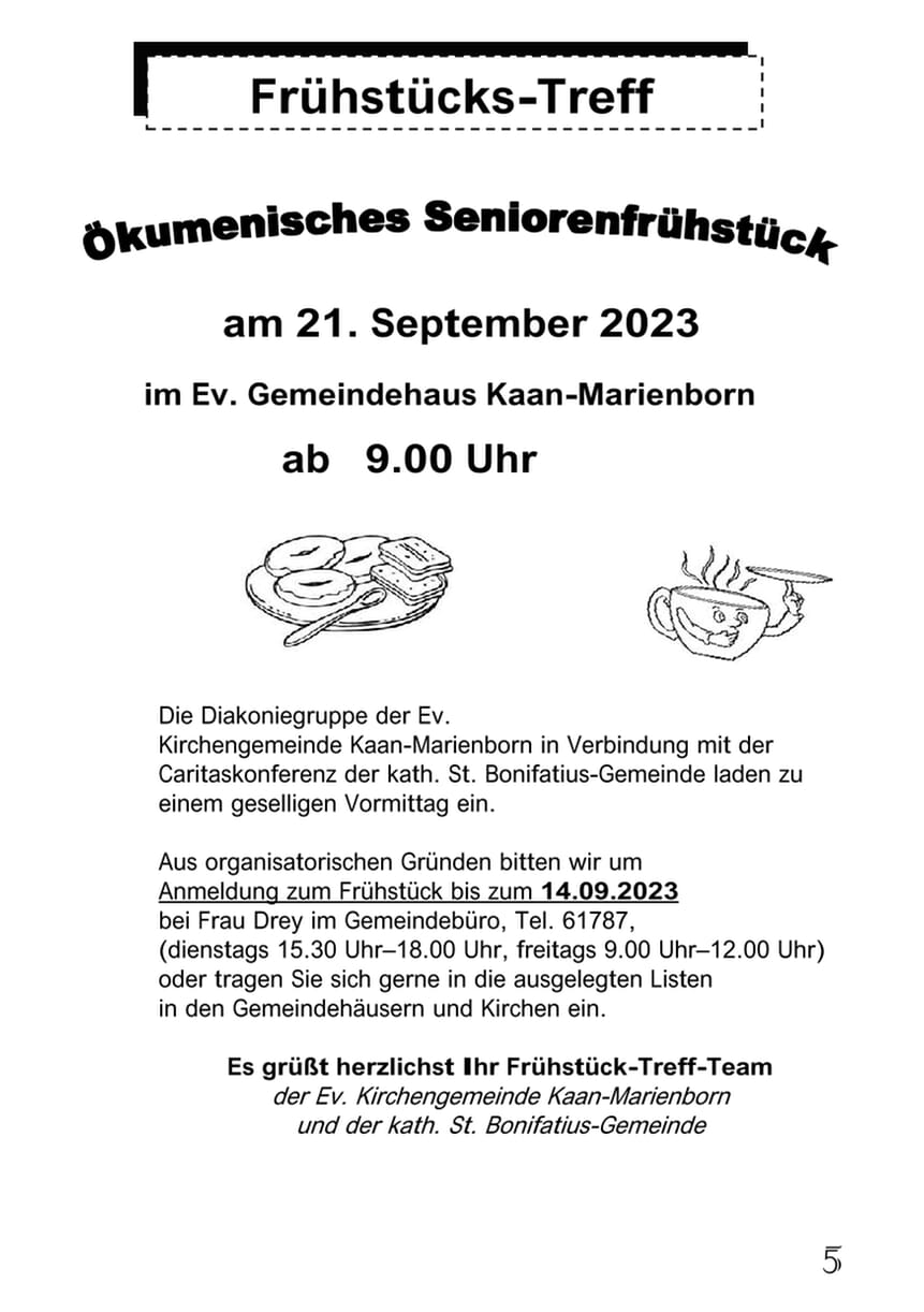 Einladung ökumenisches Seniorenfrüstück