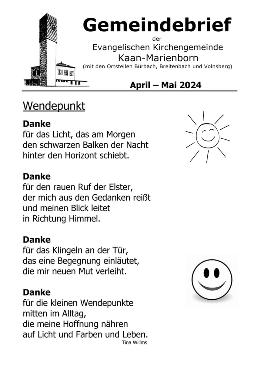 Gemeindebrief April 2024 - Mai 2024