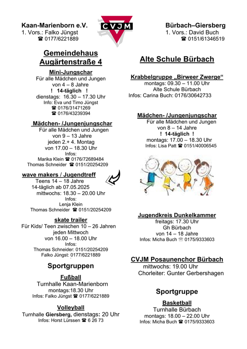 Veranstaltungen des CVJM